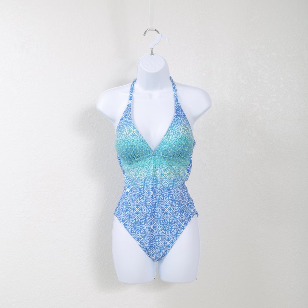 La Blanca Tile We Meet Again One Piece‎ Swimsuit, teals and blues, 4 NWOT - Picture 15 of 15